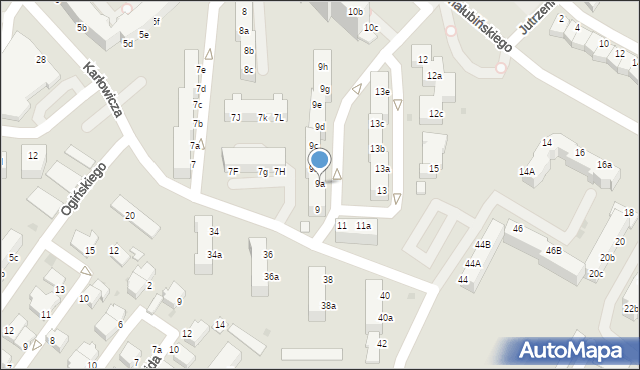 Koszalin, Karłowicza Mieczysława, 9a, mapa Koszalina