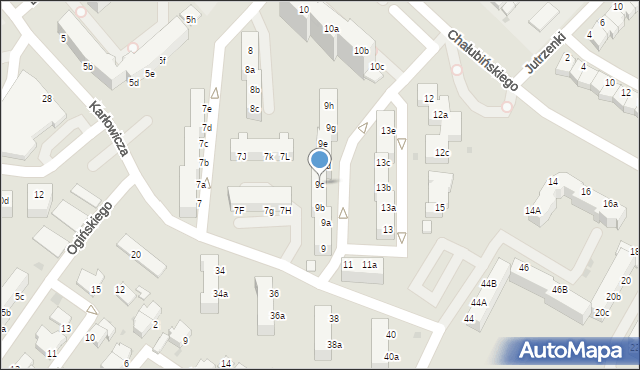 Koszalin, Karłowicza Mieczysława, 9c, mapa Koszalina