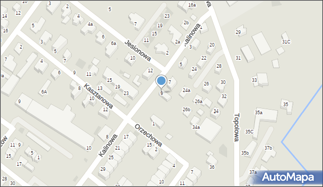 Koszalin, Kalinowa, 9, mapa Koszalina