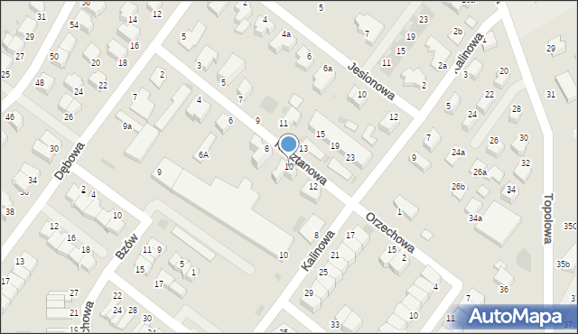 Koszalin, Kasztanowa, 10, mapa Koszalina