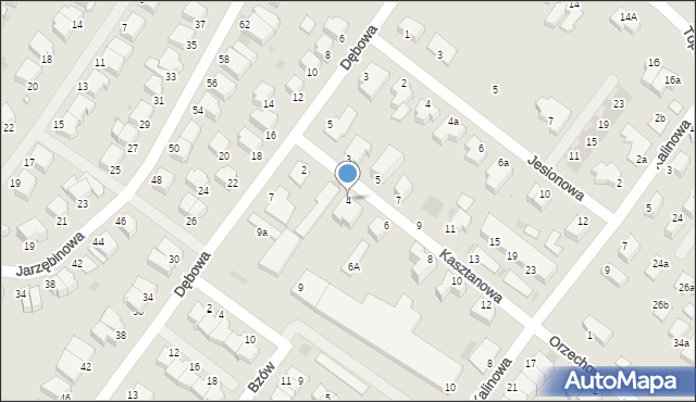 Koszalin, Kasztanowa, 4, mapa Koszalina