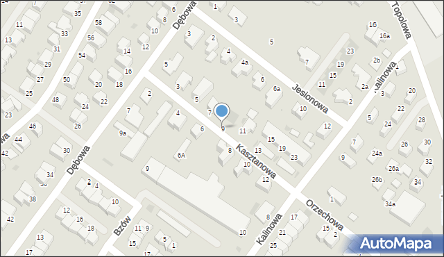 Koszalin, Kasztanowa, 9, mapa Koszalina