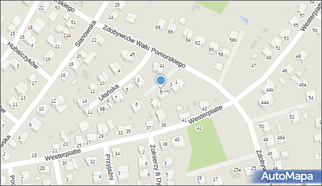 Koszalin, Kadetów, 5, mapa Koszalina