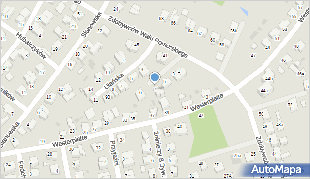 Koszalin, Kadetów, 7, mapa Koszalina