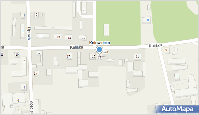 Kotowiecko, Kaliska, 13, mapa Kotowiecko