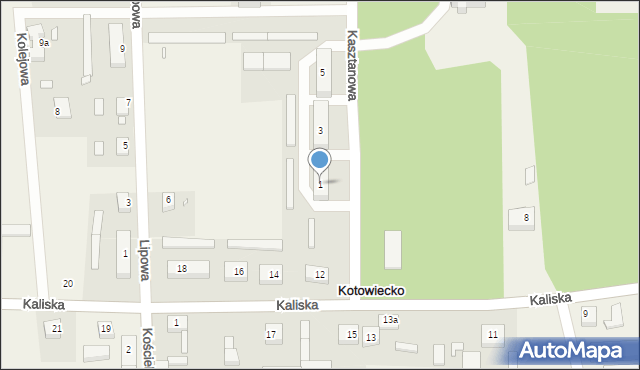 Kotowiecko, Kasztanowa, 1, mapa Kotowiecko