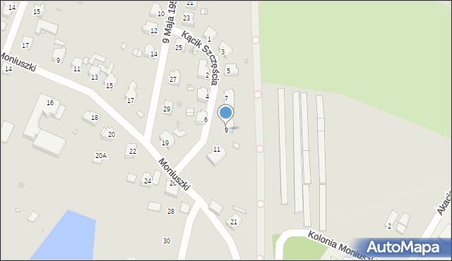 Kożuchów, Kącik Szczęścia, 9, mapa Kożuchów