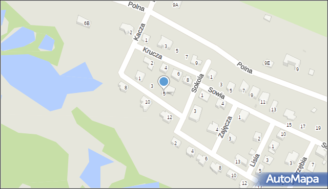 Kożuchów, Kacza, 5, mapa Kożuchów