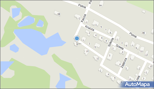 Kożuchów, Kacza, 8, mapa Kożuchów