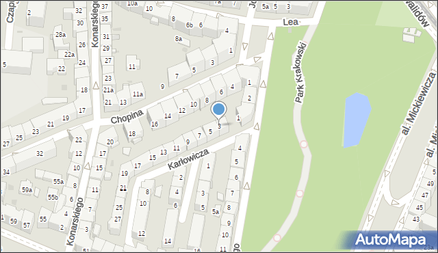 Kraków, Karłowicza Mieczysława, 3, mapa Krakowa