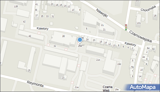 Kraków, Kawiory, 26a, mapa Krakowa