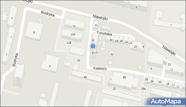 Kraków, Kawiory, 37, mapa Krakowa