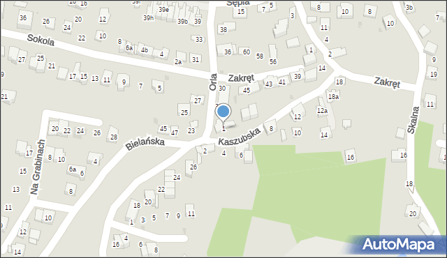 Kraków, Kaszubska, 1, mapa Krakowa