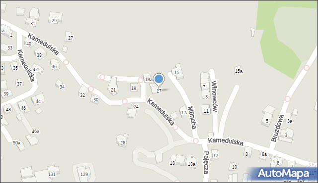 Kraków, Kamedulska, 17, mapa Krakowa