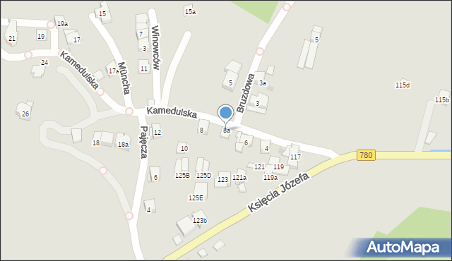 Kraków, Kamedulska, 8a, mapa Krakowa