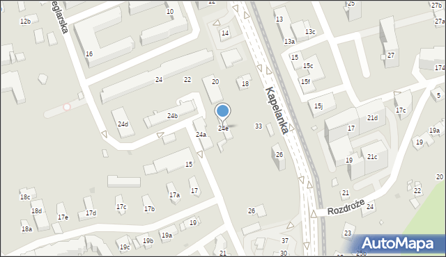 Kraków, Kapelanka, 24e, mapa Krakowa