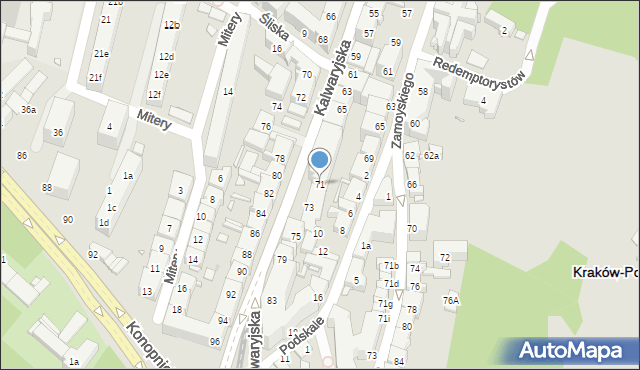 Kraków, Kalwaryjska, 71, mapa Krakowa