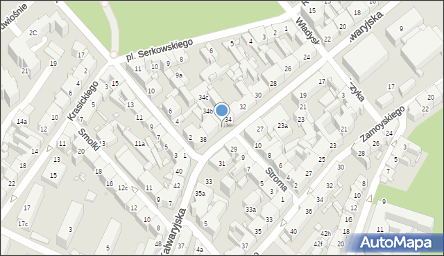 Kraków, Kalwaryjska, 34a, mapa Krakowa