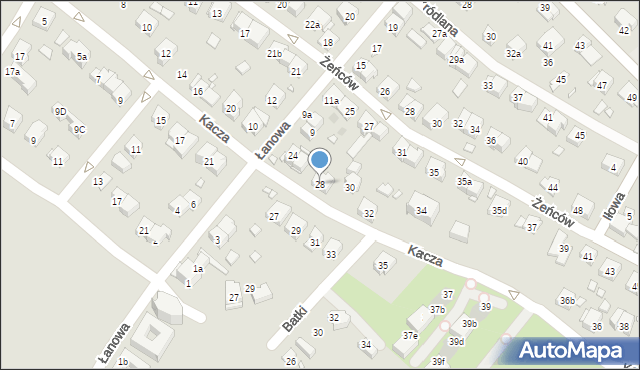 Kraków, Kacza, 28, mapa Krakowa