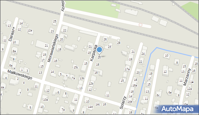 Kraków, Karpacka, 20, mapa Krakowa