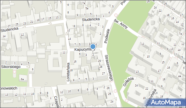Kraków, Kapucyńska, 2, mapa Krakowa