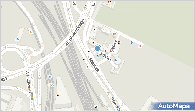 Kraków, Kątowa, 5, mapa Krakowa