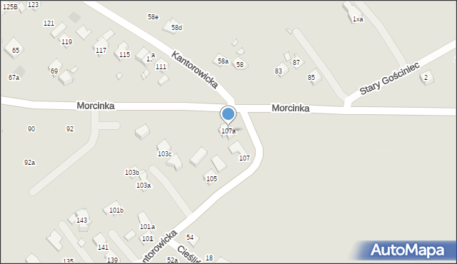 Kraków, Kantorowicka, 107a, mapa Krakowa