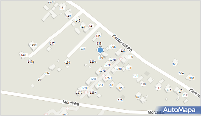 Kraków, Kantorowicka, 129, mapa Krakowa