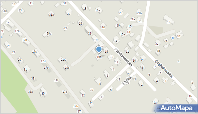 Kraków, Kantorowicka, 15a, mapa Krakowa
