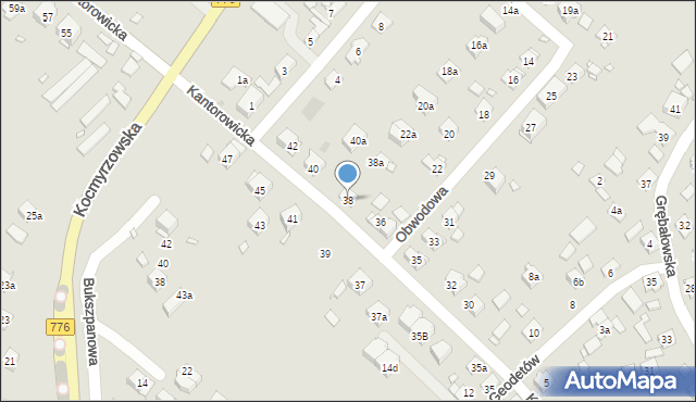 Kraków, Kantorowicka, 38, mapa Krakowa