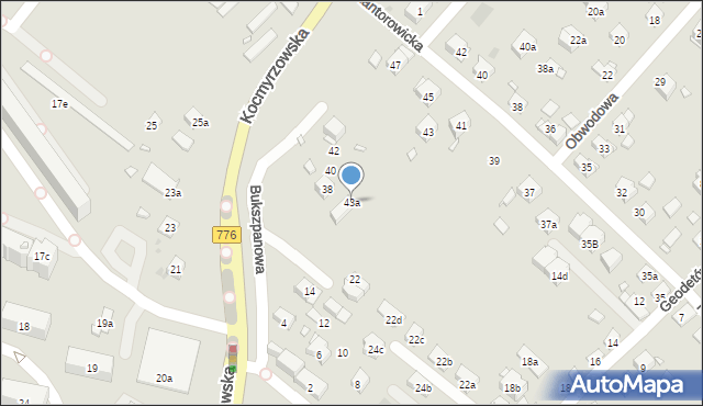 Kraków, Kantorowicka, 43a, mapa Krakowa