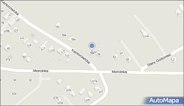 Kraków, Kantorowicka, 58a, mapa Krakowa