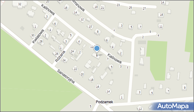 Krasnobród, Kalinowa, 9, mapa Krasnobród