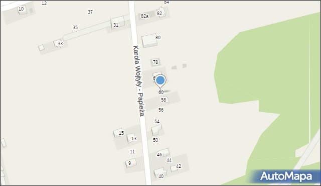 Krościenko nad Dunajcem, Karola Wojtyły - Papieża, 60, mapa Krościenko nad Dunajcem