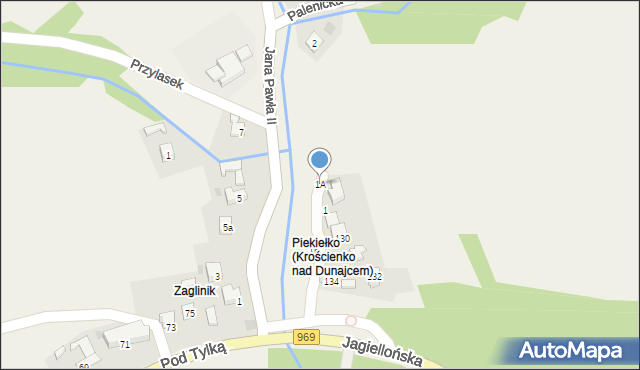 Krościenko nad Dunajcem, Kąty, 1A, mapa Krościenko nad Dunajcem