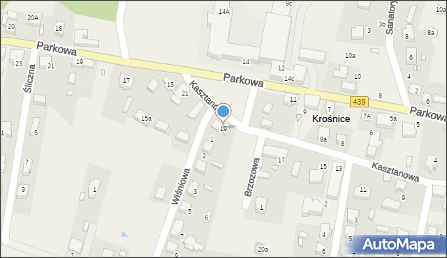 Krośnice, Kasztanowa, 19, mapa Krośnice