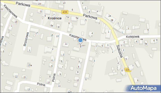 Krośnice, Kasztanowa, 9, mapa Krośnice