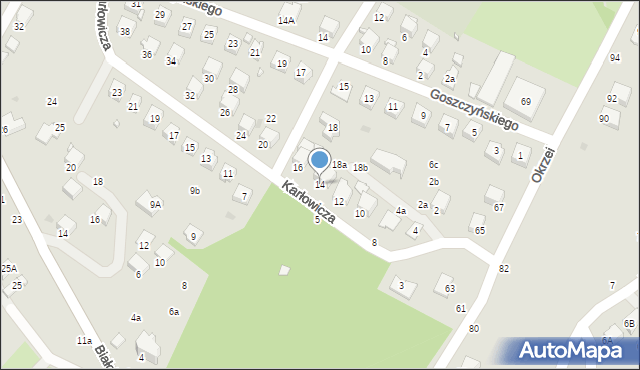 Krosno, Karłowicza Mieczysława, 14, mapa Krosna