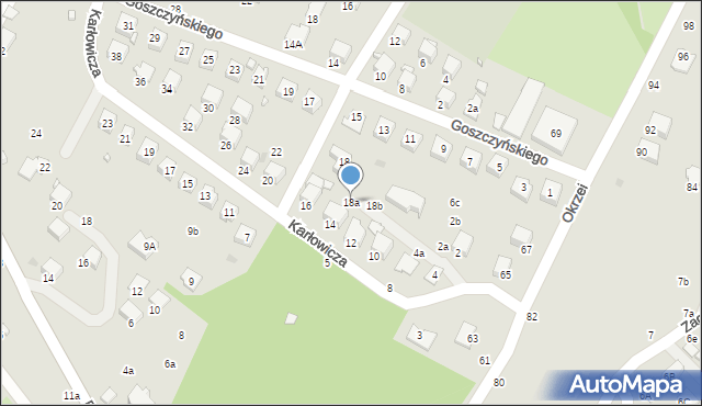Krosno, Karłowicza Mieczysława, 18a, mapa Krosna