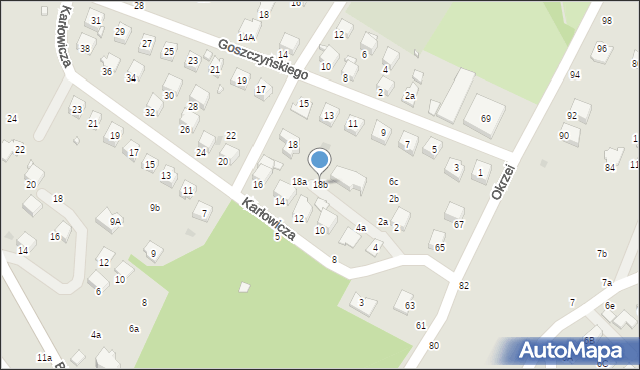 Krosno, Karłowicza Mieczysława, 18b, mapa Krosna