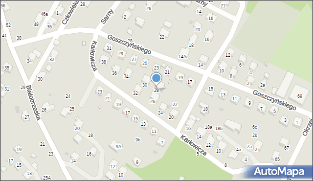 Krosno, Karłowicza Mieczysława, 28, mapa Krosna