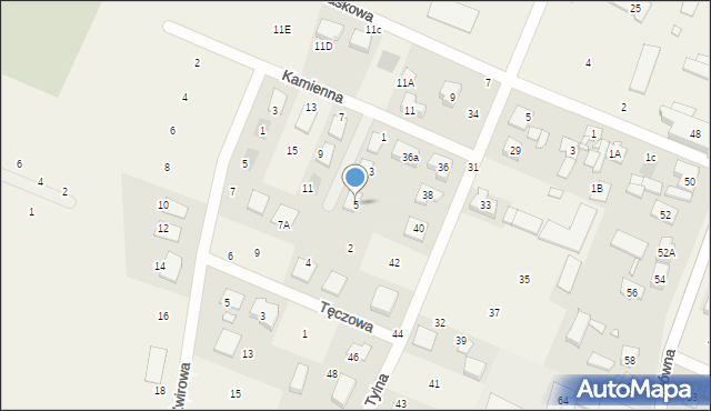 Krosno, Kamienna, 5, mapa Krosna