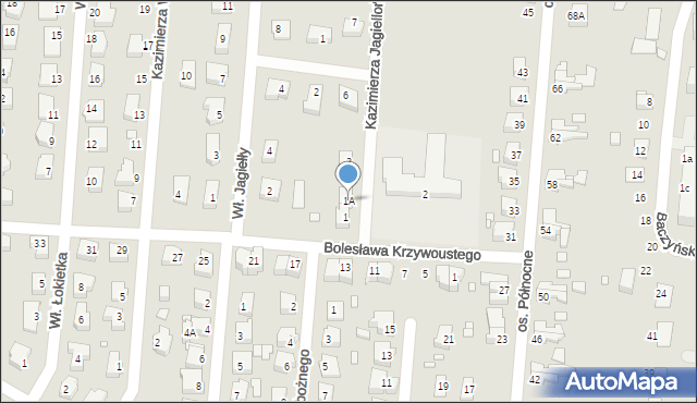 Krosno Odrzańskie, Kazimierza Jagiellończyka, 1A, mapa Krosno Odrzańskie
