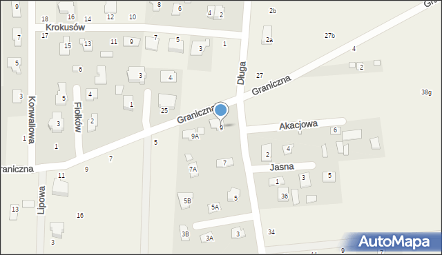 Krupia Wólka, Kasztanowa, 9, mapa Krupia Wólka