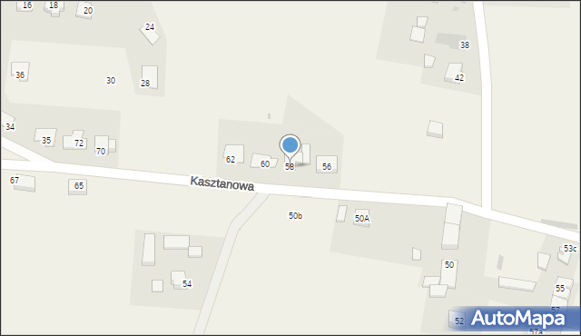 Kruszyn, Kasztanowa, 58, mapa Kruszyn