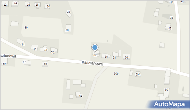 Kruszyn, Kasztanowa, 62, mapa Kruszyn