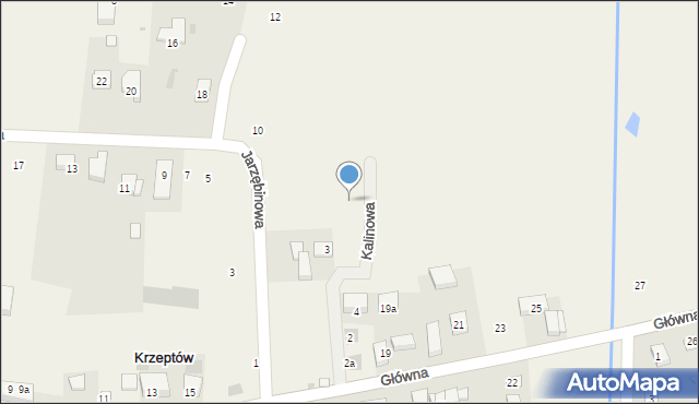 Krzeptów, Kalinowa, 7, mapa Krzeptów