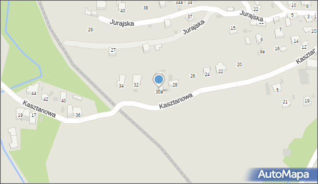 Krzeszowice, Kasztanowa, 30a, mapa Krzeszowice