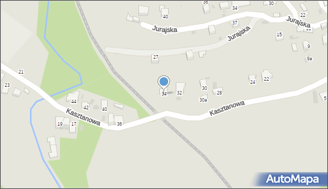 Krzeszowice, Kasztanowa, 34, mapa Krzeszowice