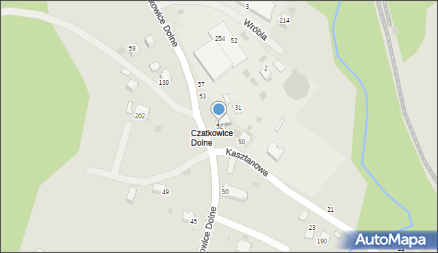 Krzeszowice, Kasztanowa, 52, mapa Krzeszowice